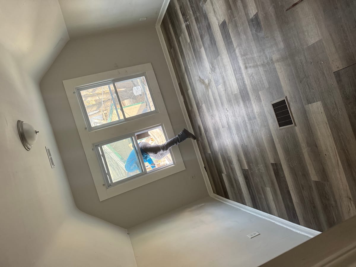 Interior renovation with new flooring