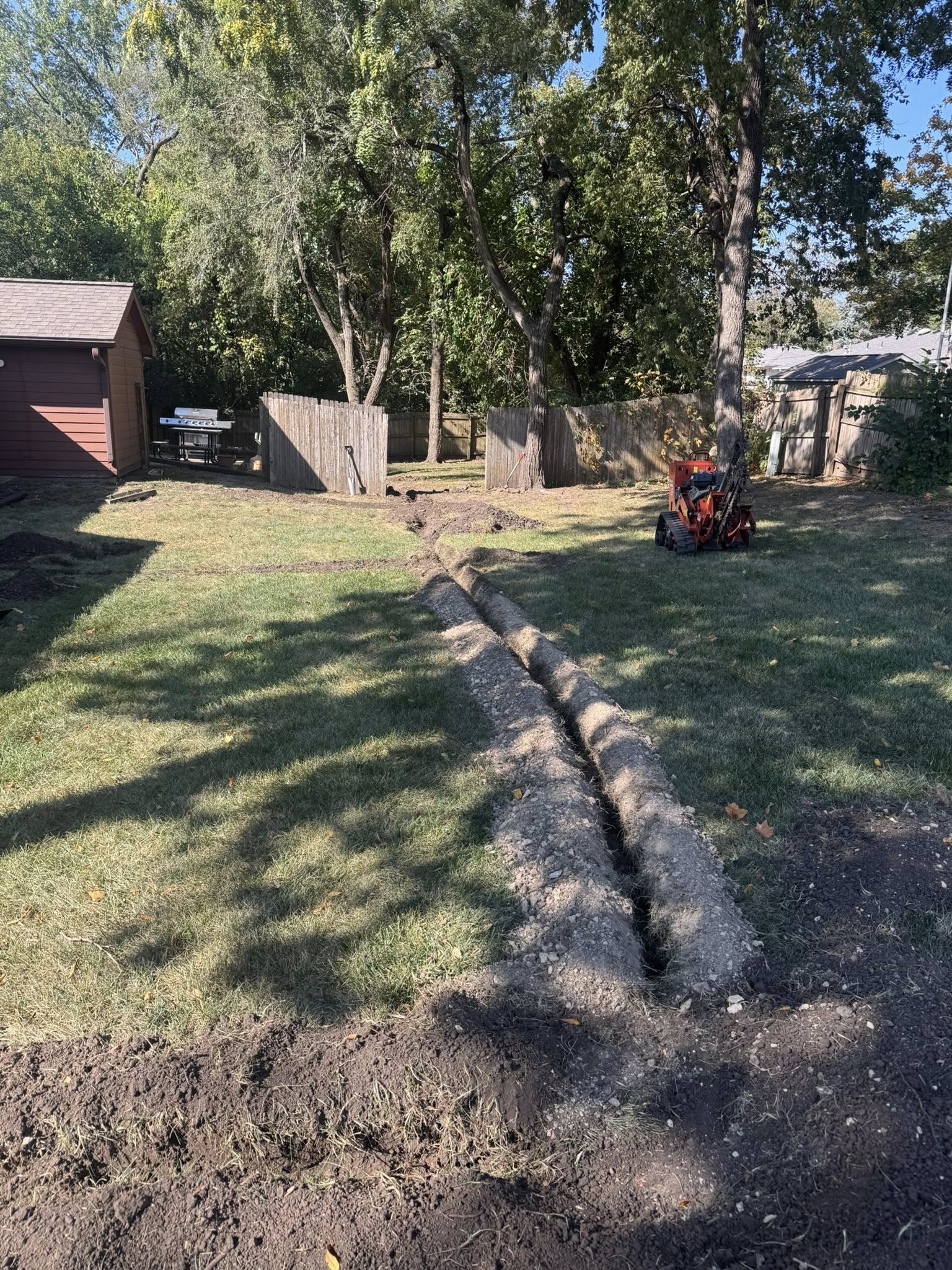 Trenching work for utility installation